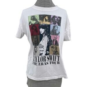 Taylor Swift Eras Tour Concert Tee Albums Official Merch White Top Size XS FLAWS